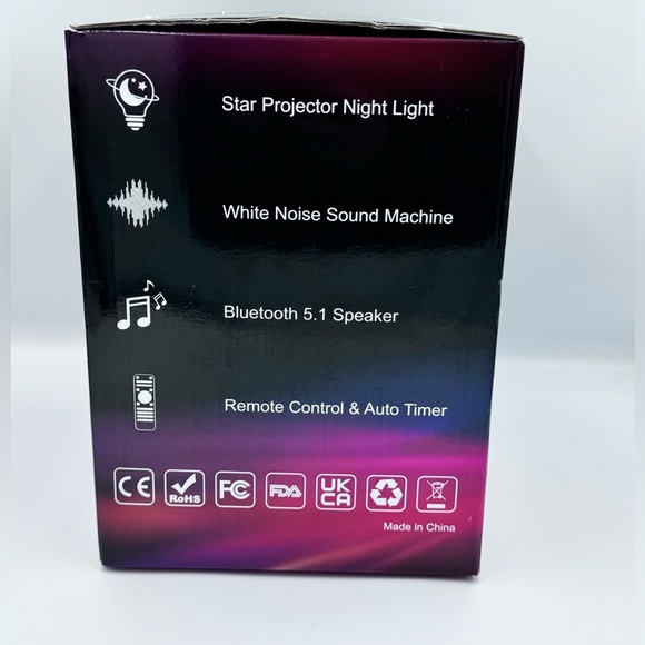 NIB Rossetta Star Projector Night Light Music Player White Noise Machine - Picture 4 of 5